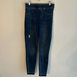 Spanx skinny jeggings. Slight distressing